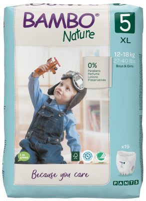 Подгузники-трусики Bambo Nature 5 (12-18 кг), 19 шт купить оптом в Тюмени