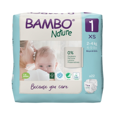 Эко-подгузники Bambo Nature 1 (2-4 кг), 22 шт купить оптом в Тюмени
